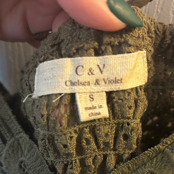 Chelsea & Violet  Olive Lace Women Top - Picture 4 of 4